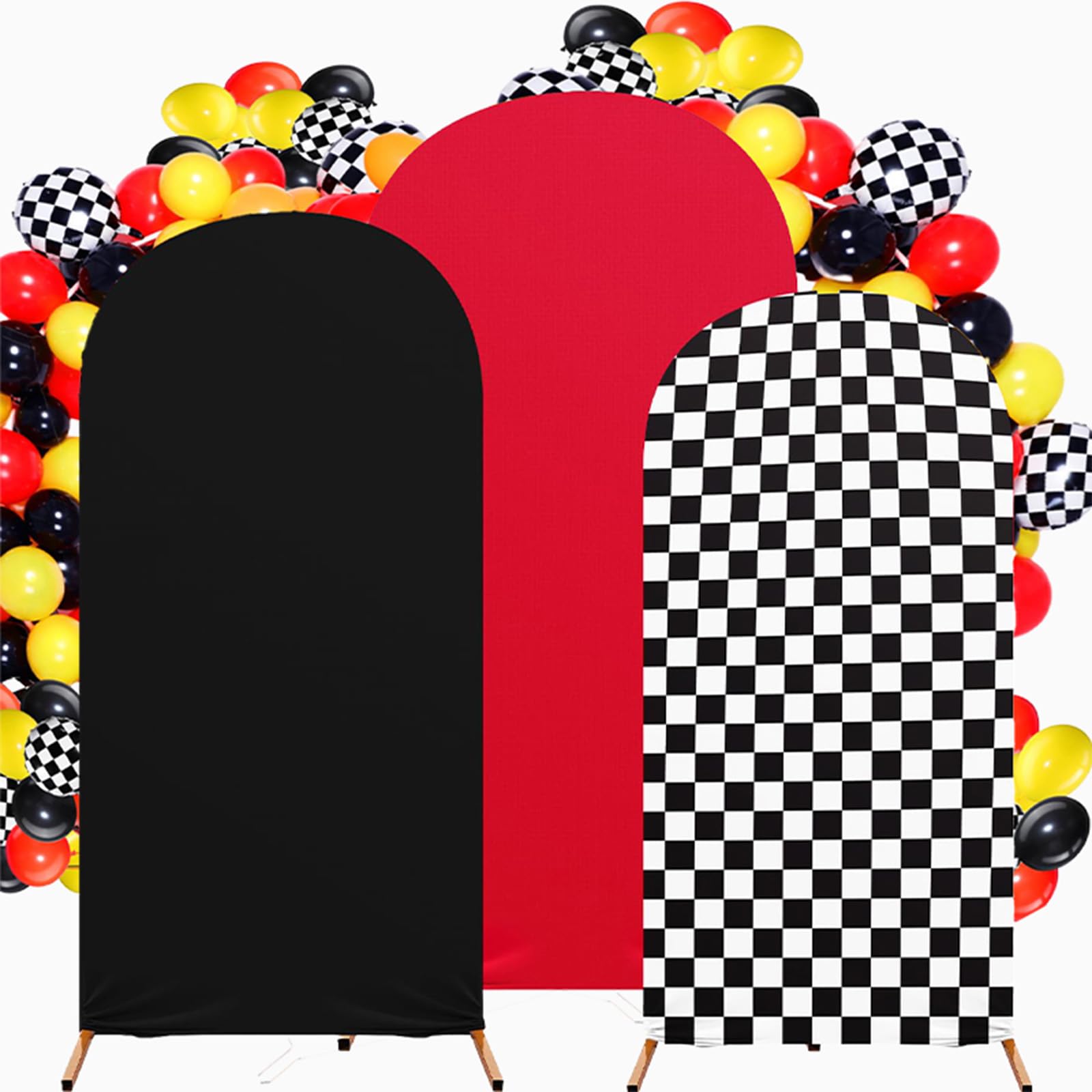 Black Yellow Utility Cars Birthday Arch Backdrop Kit