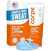 Carpe Sweat Absorbing Foot Lotion + Applicator, Eucalyptus - 1 Tube | Dermatologist Recommmended Foot Lotion for Sweaty Feet, Fight Smelly Feet, Prevent Blisters, Quick Drying Eucalyptus Scent