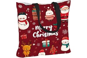 ANNA QUEEN Merry Christmas Canvas Tote Bag Shoulder Bag Handle Bag for Gym Yoga Weekender Picnic Beach Travel Kitchen