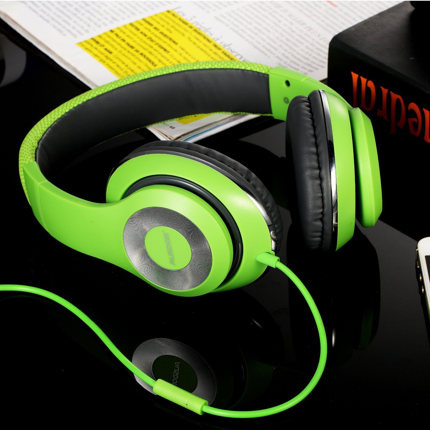 Ausdom F01 Kopfhörer Hi-Fi Stereo On-Ear Kopfhörer Ohrhörer mit Mikrofon 3.5mm-Anschluss Gaming Headset für PC, Desktop, Laptop, Tablet, iPhone 6s/6s Plus/6/SE/5s/5/4, Samsung Huawei Kinder Smartphone Headphone (Grün)