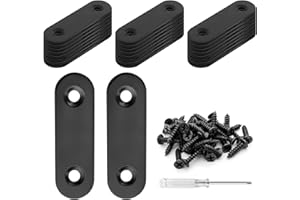 Biaungdo 20 Sets 2" Stainless Steel Flat Plate Straight Bracket, Black Metal Corner Brace Brackets Mending Repair Plate Brace with Screws & Screwdriver for Wood(50mm x 16mm x 2mm)