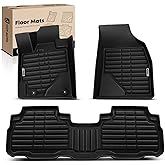 YHTAUTO Floor Mats Fit 2008-2013 Toyota Highlander(Not Hybrid), TPE Floor Liners All-Weather Protection Custom Fit, 1st & 2nd Row, Set of 3 Black