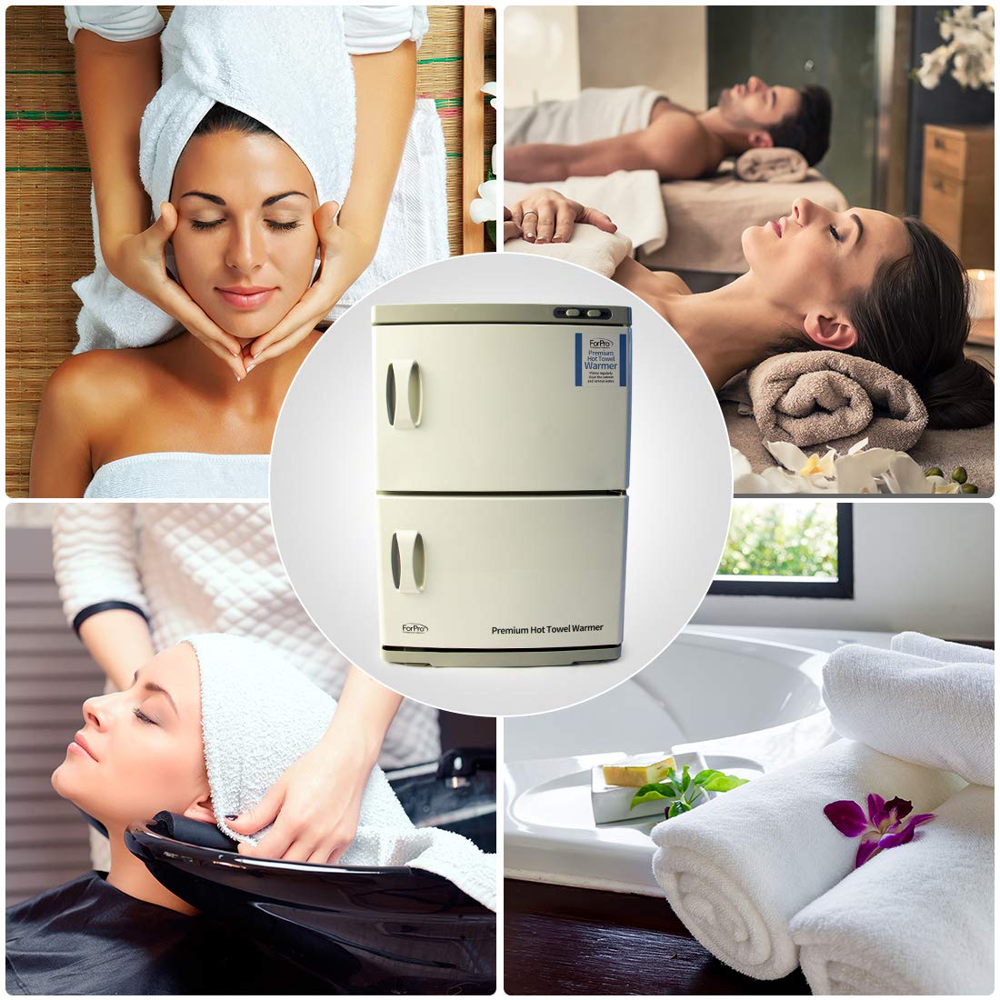 ForPro Premium Double Hot Towel Warmer, UV Sterilization, 48 Towel Capacity, Rust Resistant Towel Heater, 25.5” H x 17.75” W x 11” D: Beauty
