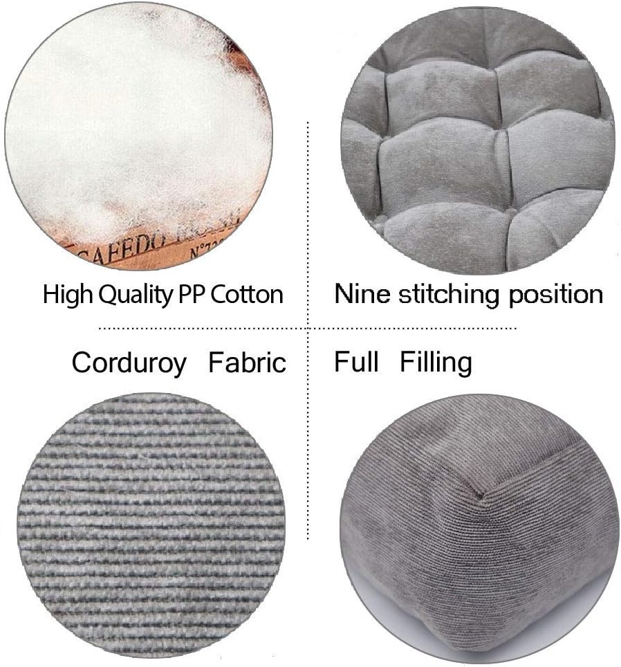 HIGOGOGO Floor Pillow, Square Tufted Seat Cushion Thicken Corduroy Meditation Pillow Tatami Floor Cushion for Yoga Living Room Balcony Office Outdoor, Grey, 22x22 Inch: Furniture & Decor