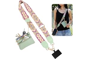 BUFVOKY Phone Strap with Zippered Pouch, Phone Strap with Wallet,Cross Body Phone String with Zipper Wallet Pouch Adjustable