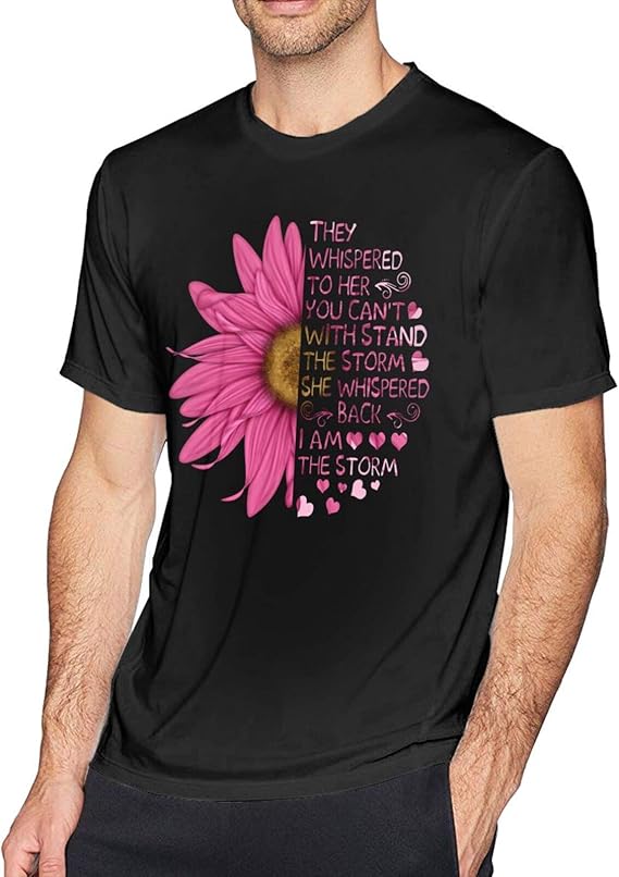 Funny Breast Cancer Awareness T Shirt for Men Graphic Funny Tops Cotton