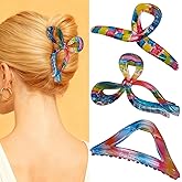 Rainbow Hair Claws 3-Pack, Large Hair Claw Clips for Women, 4.3-5 Inch Aesthetic Clear Claw Clips for Thick Hair, Strong Hold Non-Slip Bow Triangle Banana Clip Set, Jelly Hair Accessories