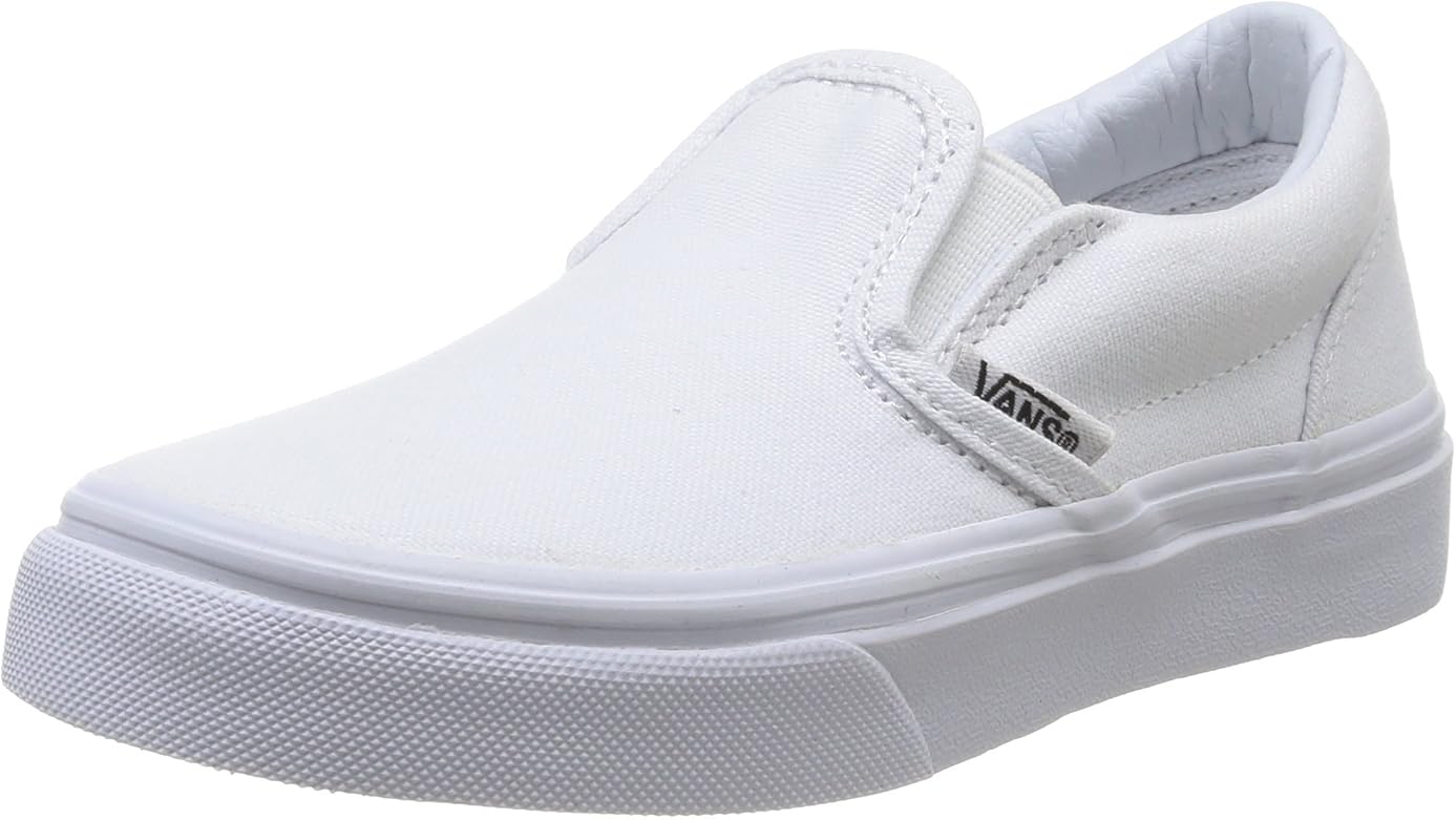 white slip on vans boys