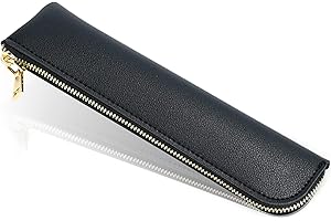 Sluxa Black pencil case, Small pencil pouch, School Accessories, Pen pouch for men with zipper.…