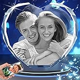 BCSTYPE 3D Crystal Photo, Personalized Valentines Day Gifts for Her, Wife, Women, Mom, Dad, Customized Glass 3D Laser Etched Picture gifts, Heart, S