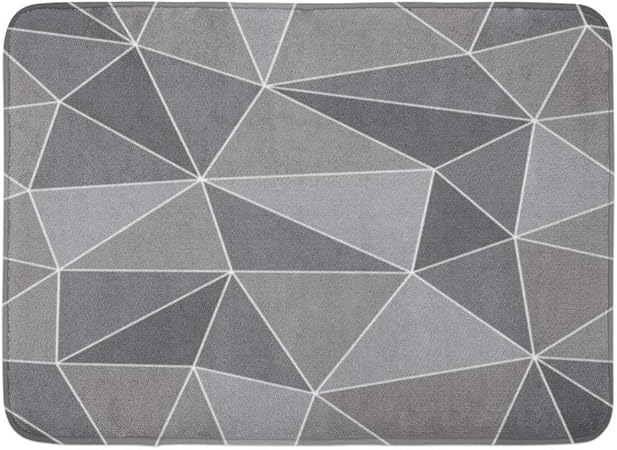 Rongpona Alfombrilla de baño Triángulos Abstractos Grises claros y
