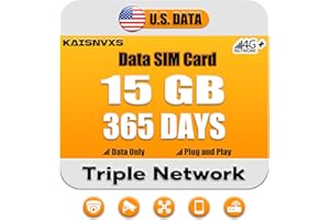 KAISNVXS Data SIM Card for 365 Days 15GB Compatible with USA Nationwide Networks for Security Cameras