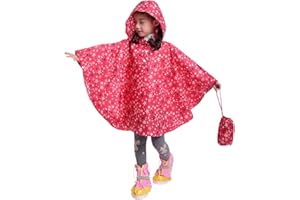 Spmor Kids Rain Poncho Hooded Jacket Rain Coat