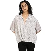 Calvin Klein Womens Chiffon Printed Wrap Top