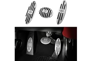 ANFOKAS 3pcs Compatible with Mini Cooper Accessories Anti-Slip Sporty Aluminum Car Interior Foot Pedal Cover Pedals Pads -Gray Flag