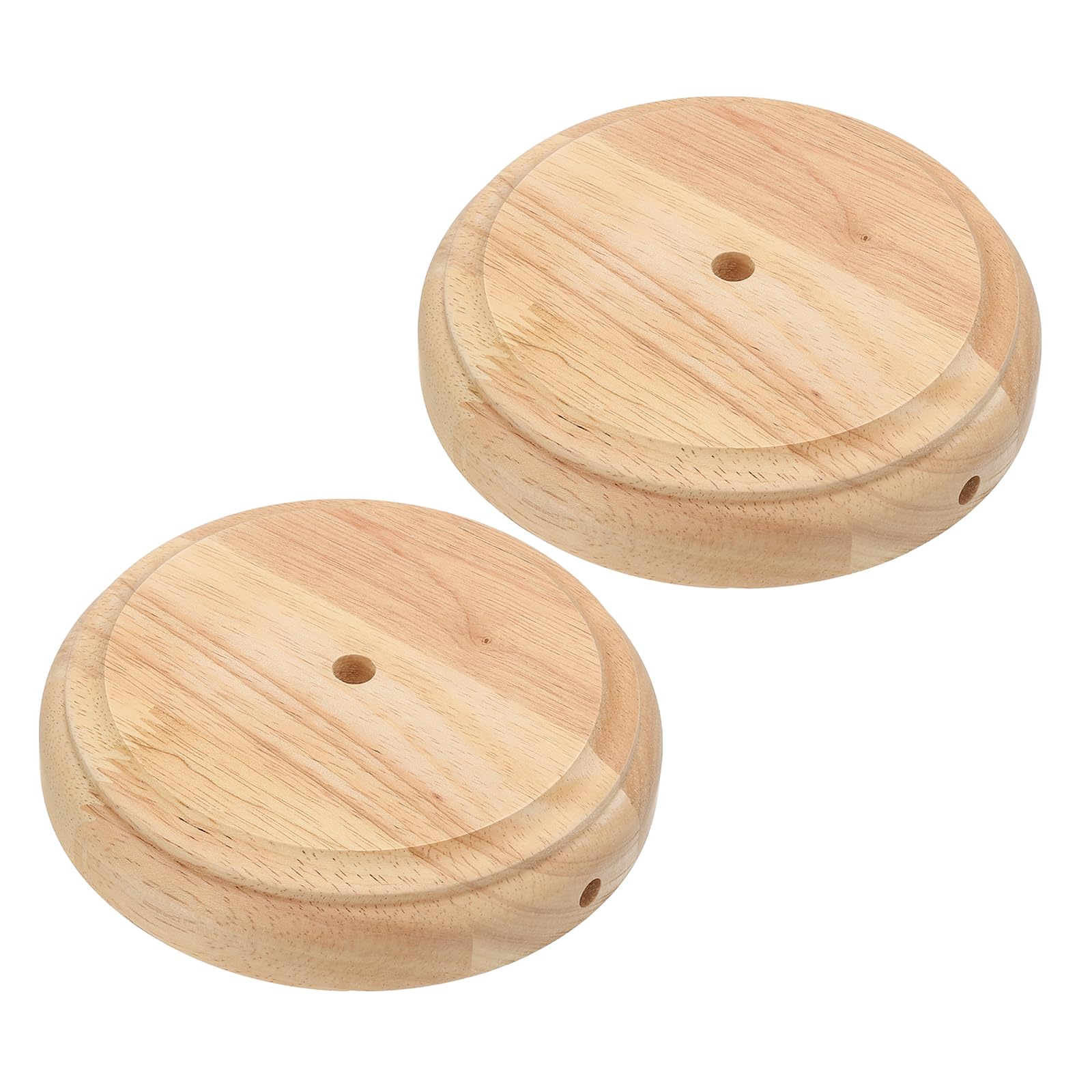 Photo 1 of PATIKIL 5.5" x 1.3" Wooden Lamp Base, 2pcs Round Solid Wooden Base Wood Desk Lamp Display Stand Replacement for Bedroom Bedside Table Lamps DIY