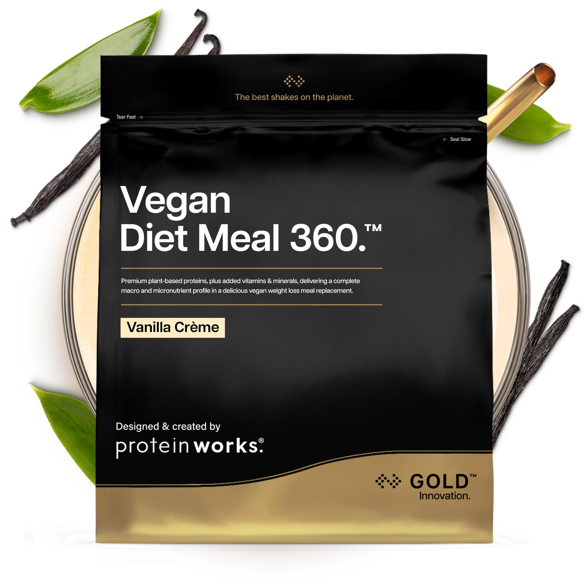 Protein Works | Vegan Diet Meal 360 - GOLD Innovation, Vegan Protein, Diet Meal Replacement Shake, Supports Healthy Weight Loss, Low Sugar, High Fibre, Vanilla Crème, 14 Meals, 1kg