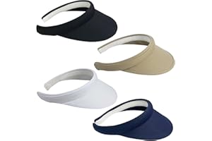 KEJEA 4 Pack Sun Visor Hats Women Men Clip on Cotton Wide Brim Visors Hat Outdoor Sports Golf Beach Travel Tennis Caps