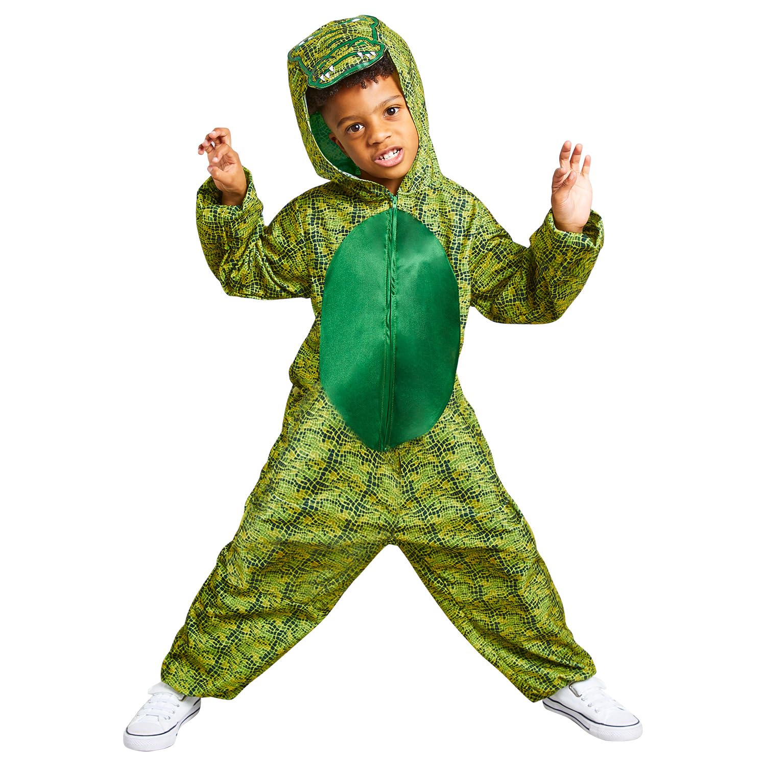 Amscan 9908802 - Kids Crocodile/Alligator Hooded Onesie World Book Day Fancy Dress Costume Age: 3-4 Yrs