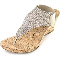 white mountain gold wedge sandals