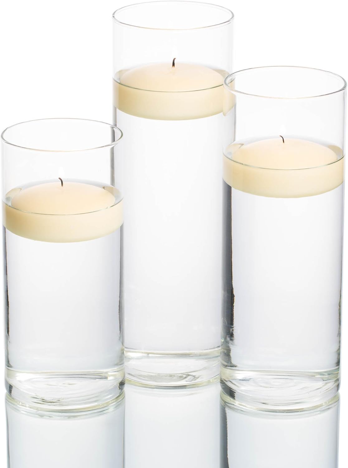 Richland 36 Eastland Cylinder Vases and 3" Ivory Floating Candles Set of 36 B003S87RC0