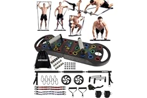 HOTWAVE Ultimate Portable Home Gym with 16 Fitness Accessories,Push Up Board with Resistance Bands,Ab Roller Wheel,Home Workout Equipment for Men and Women