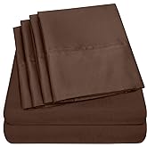 Full Size Bed Sheets - 6 Piece 1500 Supreme Collection Fine Brushed Microfiber Deep Pocket Full Sheet Set Bedding - 2 Extra Pillow Cases, Great Value, Full, Brown