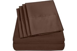 SWEET HOME COLLECTION Queen Sheets Brown - 6 Piece 1500 Supreme Collection Fine Brushed Microfiber Deep Pocket Queen Sheet Set Bedding - 2 Extra Pillow Cases, Great Value, Queen, Brown