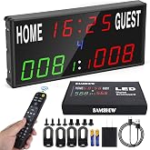 Samshow LED Electronic Scoreboard with Remote, Portable Score Keeper | Basketball Scoreboard, Shot Clock &amp; Timer, 12/24h Real Time, For Football/Corn Hole/Ping Pong/Table Tennis
