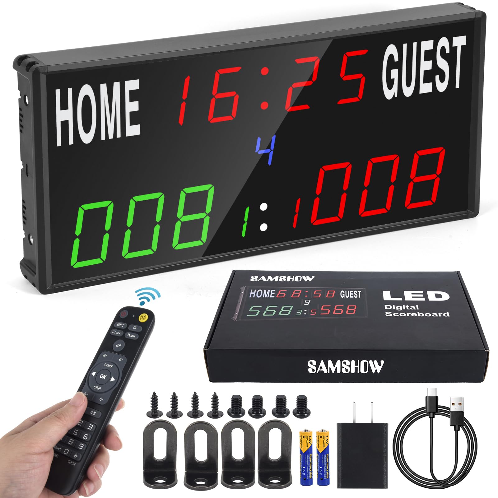 thumbnail image 2 of 6 Digit LED Portable Tabletop Electronic Scoreboard With Remote Digital Scoreboard Multi Sports Score Keeper For Basketball Volleyball Tennis Pingpong Cornhole Baseball 2 of 9