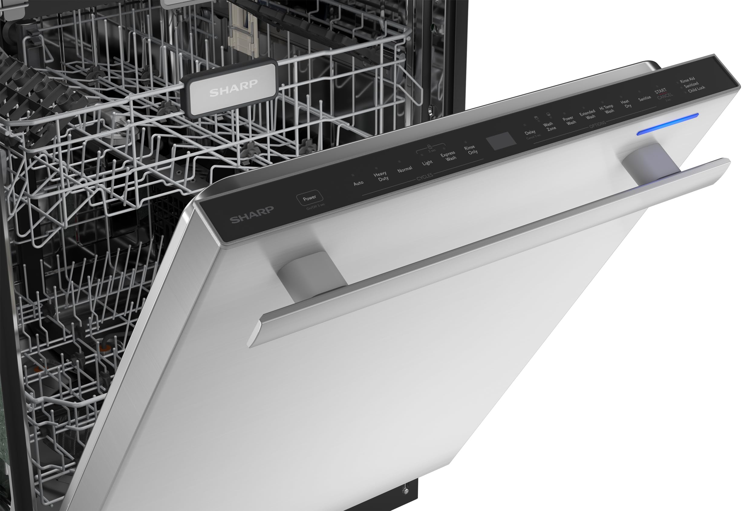 Sharp SDW6736MS 24-inch Stainless Steel Dishwasher, Third Rack, Library Quiet 47 dB, Power Wash Sprayer