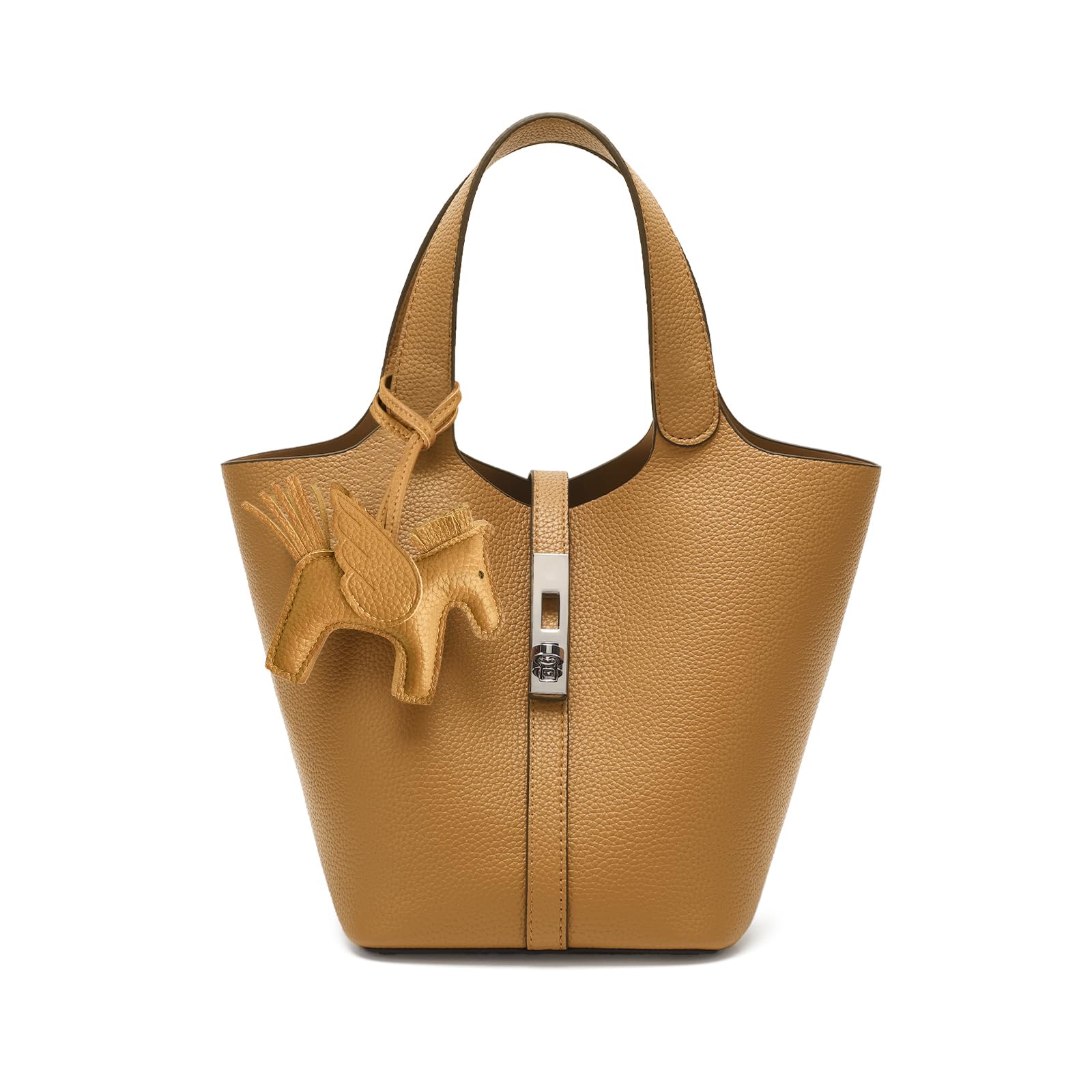 Tote Bag for Women Vegan Leather Bucket Purse for Women Top Handle Handbag Shoulder Bag with Detachable Small Purse