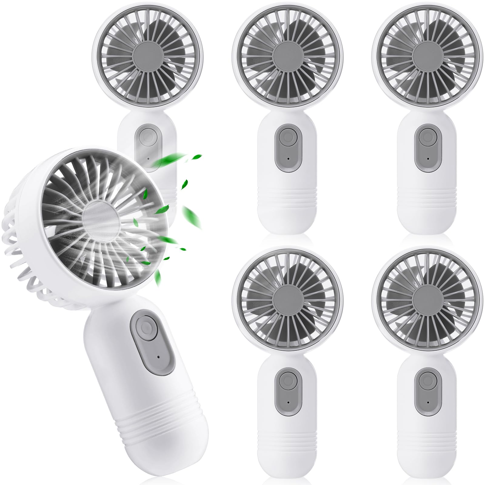 Photo 1 of Rossesay Mini Portable Fan Bulk Cute Handheld Lightweight Small Little Personal Hand Eyelash Fan 3 Speeds USB Rechargeable for Women Men Indoor Outdoor Makeup Travel Camping (White, 6 Pcs)