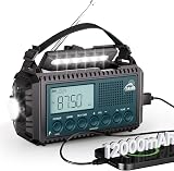 Mesqool 12000mAh Portable Wind Up Radio with Phone Charger Solar AM/FM/SW