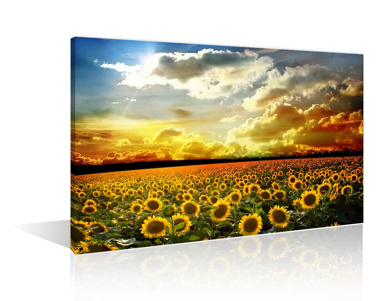 Canvas Wall Art for Living Room Bathroom Bedroom Sunflower Yellow Flower Landscape Painting Canvas Prints Artwork Wall Decor Framed Wall Art Ready to Hang 12x18inch (30x45cm)