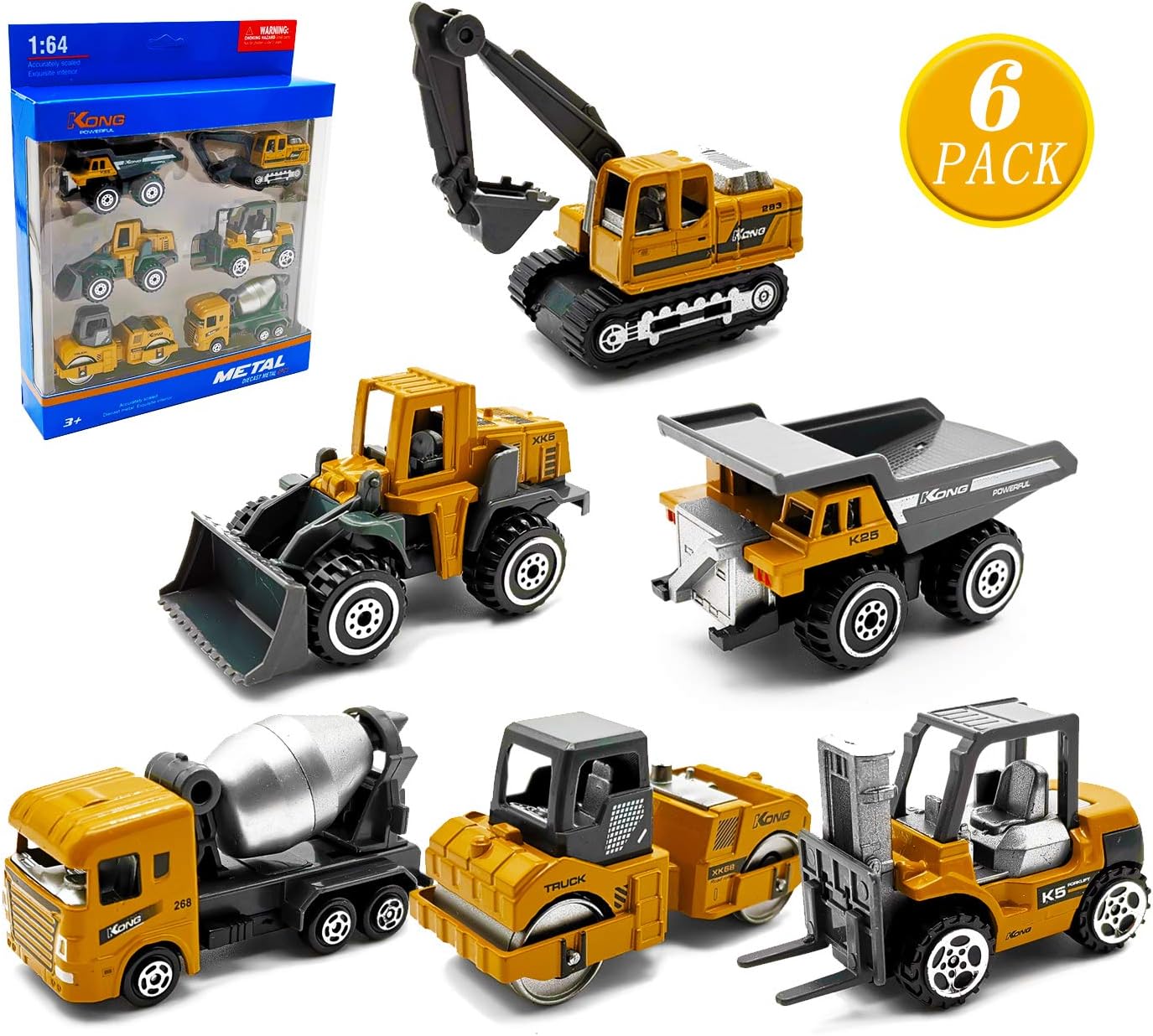 CDDZSW Toys Gifts for 36 Year Old Toddler Boys Construction Vehicles Truck Toys Set 6 Pack