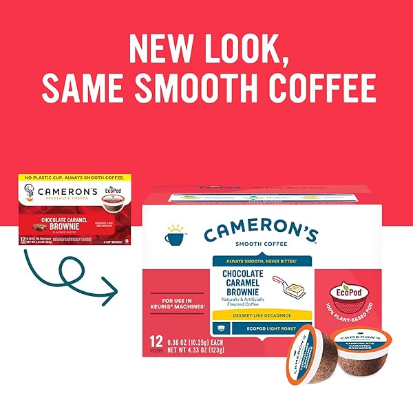 CAMERON’S COFFEE SINGLE SERVE PODS, FLAVORED, CHOCOLATE CARAMEL BROWNIE, 12 COUNT (PACK OF 1)