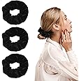 Zipper Scrunchie Safe (3 Pack) Black Velvet Stasher Scrunchies Compartment for Cash Cards Keys Valuables, Hair bun ties Secret Pocket ponytails Women Diversion safes
