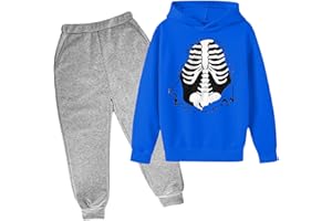 Boys Halloween Sweatpants Sets Kids Cotton Skeleton Pullover Hoodie Joggers 2pc Set Thick Sweatsuit Clothes