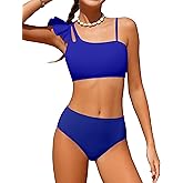 Doumlop Girls Swimsuits Two Piece Bikini Set Ruffle Bathing Suit with Adjustable Strap Quick Dry Beach Girls' Swimwear 5-16Y