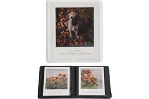 GOLDBARLEY Small Polaroid Photo Album Book For Polaroid Now, i-Type, 600, and SX-70 Instant Photos, Holds 32 Pockets Fujifilm Instax Wide 400/300 Square Picture Film (1,White)