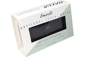EMIRELLI SAN FRANCISCO Emirelli Artisanal Halva Dessert – Authentic Middle Eastern Candy Turkish Sweets – Vegan Candy 55%-Tahini Halwa - Halvah Traditional International Sweets - Dark Chocolate Peppermint Flavor, Pack of 1