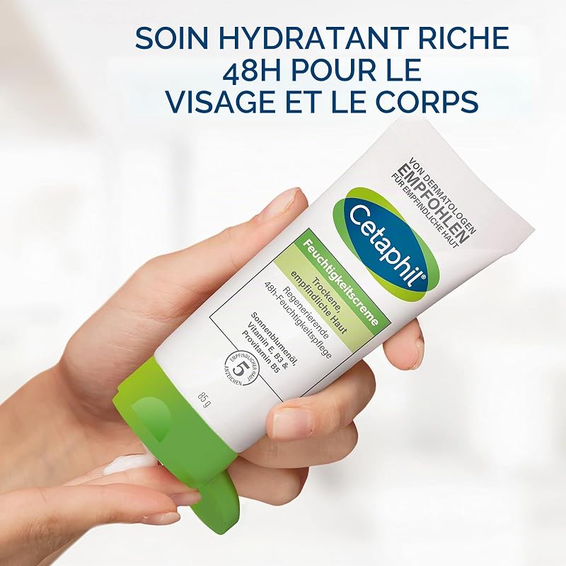 Lotion hydratante, 460 ml et crème hydratante, 85 g, pour les peaux sèches et sensibles au corps et au visage, hydrate intensément pendant 48 heures, testé cliniquement pour les peaux