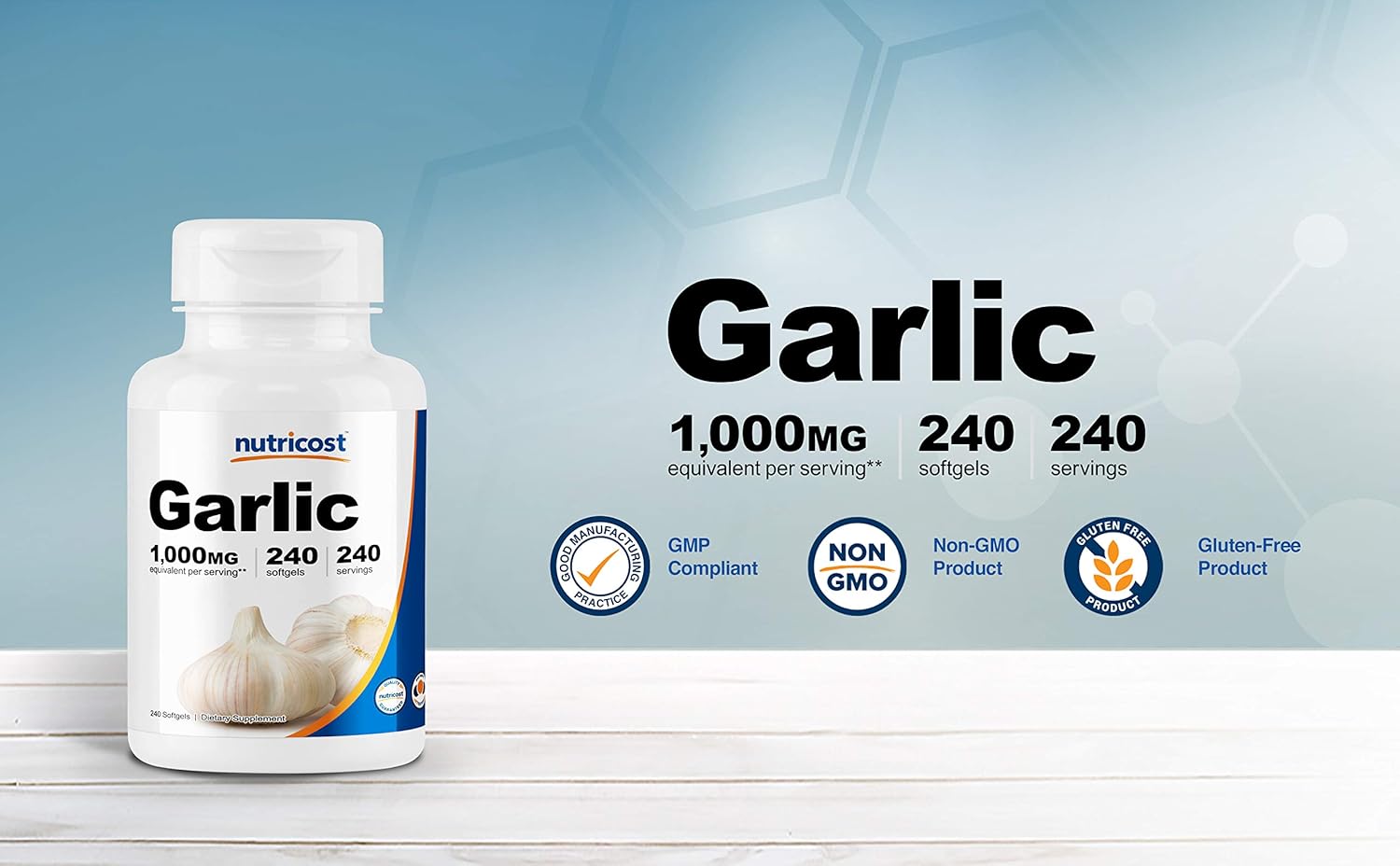 Nutricost Garlic 1000mg, 240 Softgels - Premium, High Potency, Gluten Free Garlic Supplement: Health & Personal Care