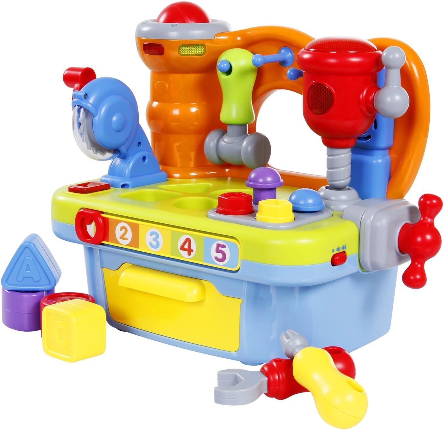 iFixer Multifunctional Musical Learning Tool Workbench Set with Shape Sorter Tools for Toddlers