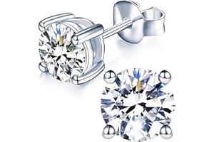 YODEWA 1/2/3ct Moissanite Stud Earrings for Women 925 Sterling Silver Hypoallergenic Flat Back 1 Pair DEF Color Lab Created Brilliant Round Moissanite Earrings