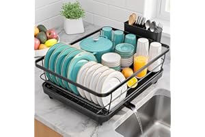 Sakugi Dish Drying Rack - Compact Dish Racks with Drain Board for Kitchen Counter, Durable Stainless Steel Dish Rack Used in 