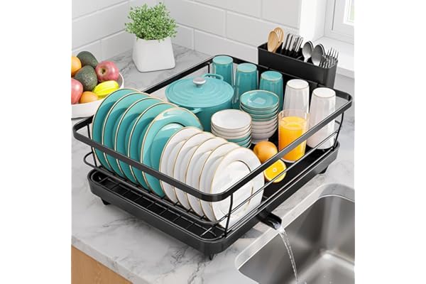 Sakugi Dish Drying Rack - Compact Dish Racks with Drain Board for Kitchen Counter, Durable Stainless Steel Dish Rack Used in