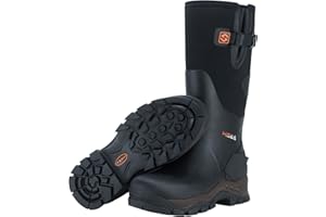 HISEA Rubber Hunting Boots for Men Waterproof Rain Boots for Mud Working Farming Fishing, Adjustable Calf