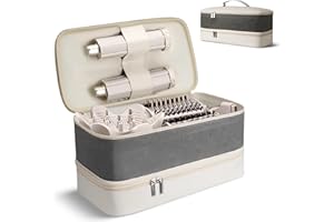 CARRYWISE Travel Carrying Case for Shark Flex Style, Double Layer Hair Dryer Accessories Tools Storage Case, Waterproof PU Leather Organizer Bag for Shark Flexstyle/Dyson Airwrap Styler and Attachments (White)